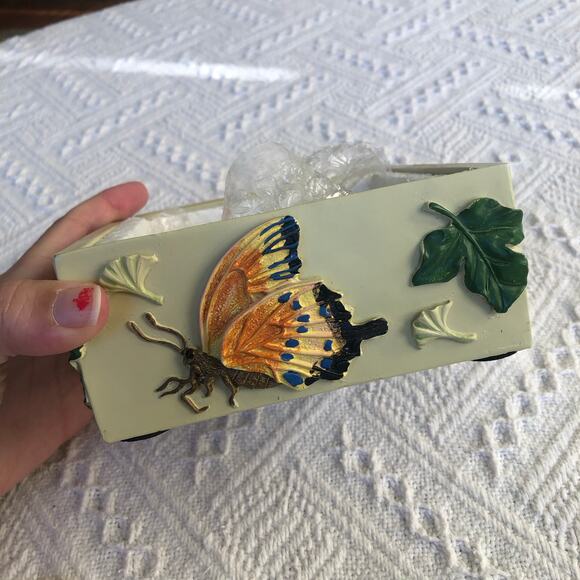 VTG 3D Butterfly Coaster Set w/ Holder 4‑Piece Resin Square New Open Box Cottage - Picture 11 of 16